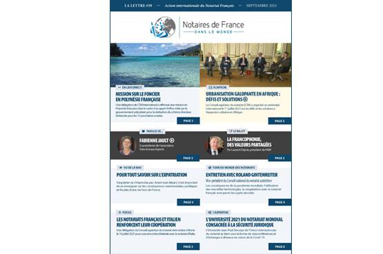 La lettre des notaires de France dans le monde / Septembre 2021 La lettre des notaires de France dans le monde / Septembre 2021