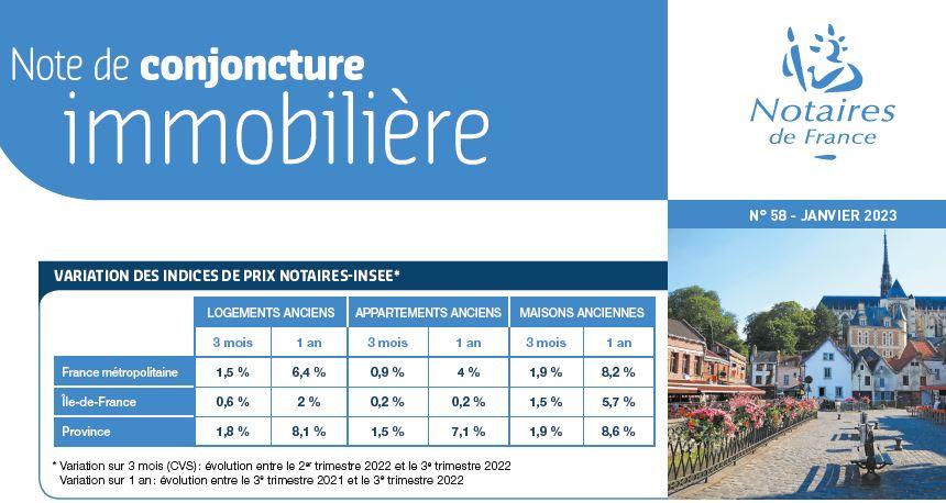 Note de conjoncture immobilière n°58 / Janvier 2023 Note de conjoncture immobilière n°58 / Janvier 2023
